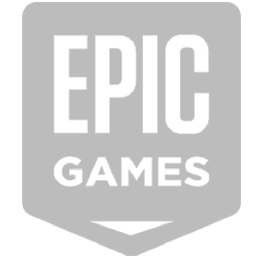 EPIC GAMES logo on a gray background.