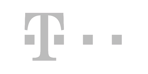 The logo of T-Mobile, a telecommunications company, featuring a large magenta 'T' with three magenta dots to its right on a white background.