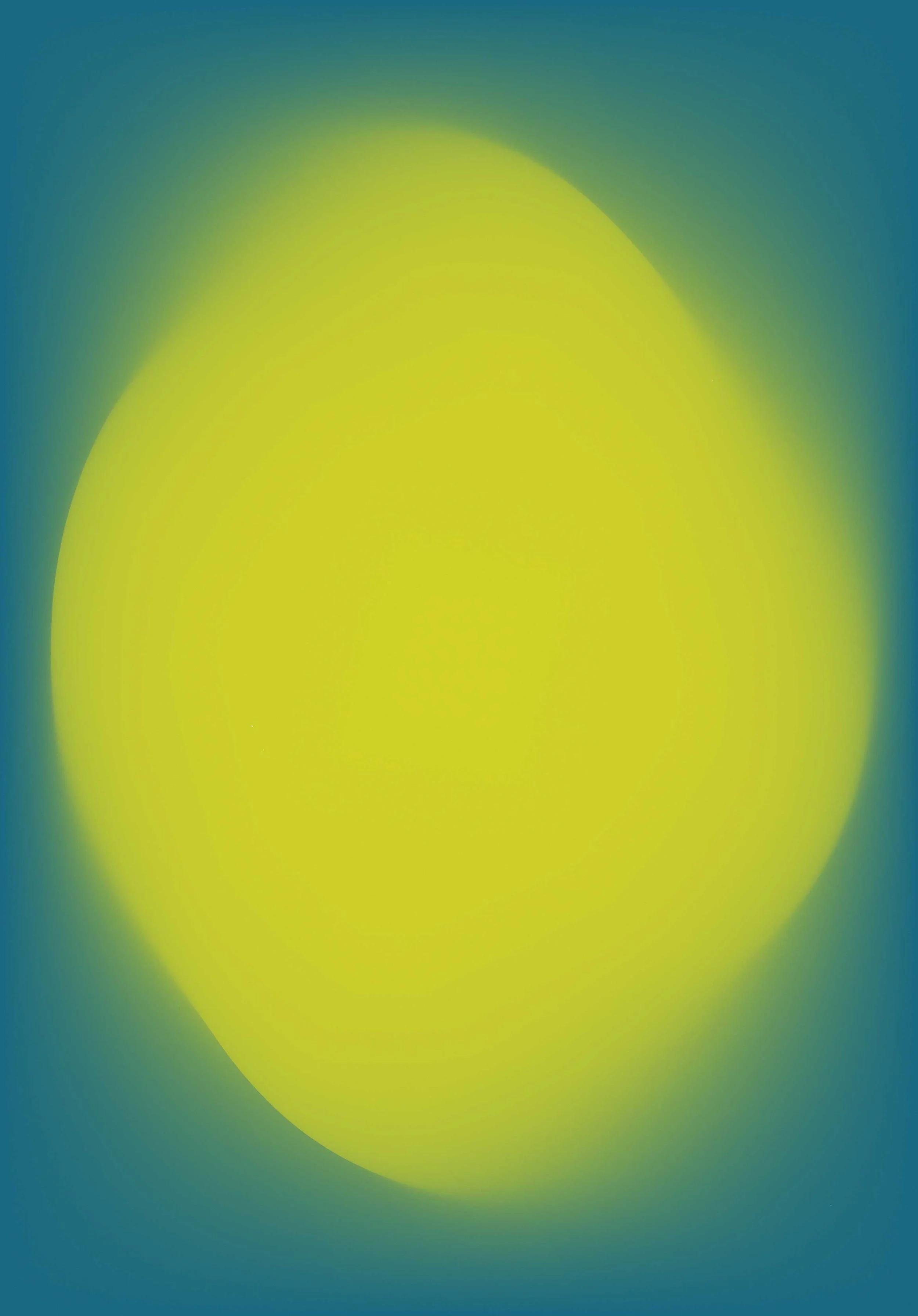 Abstract digital artwork featuring a large yellow circle with a neon glow against a blue background.