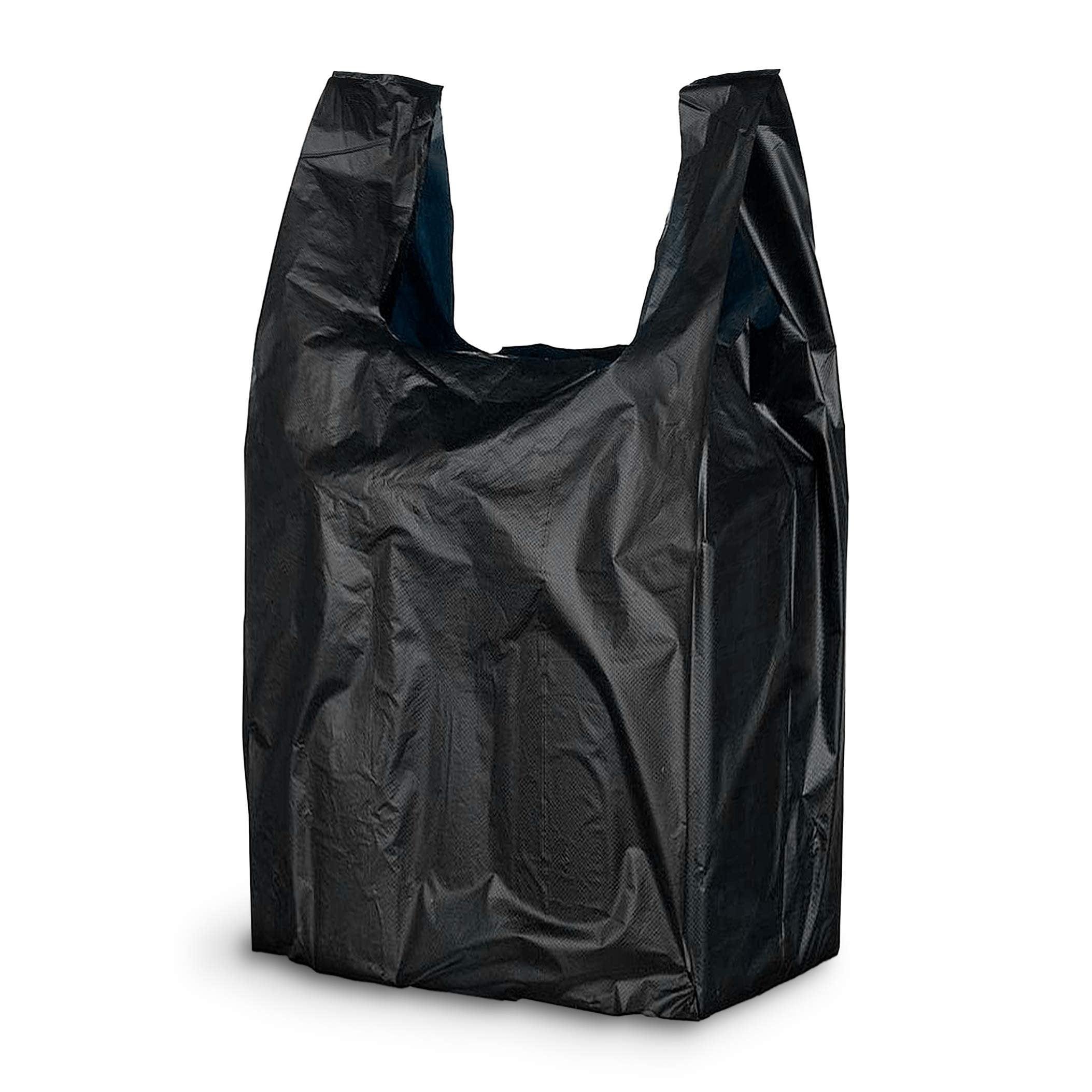 Black T-Shirt Bags 1/6 – Plain Plastic Carryout Bags (No Print)