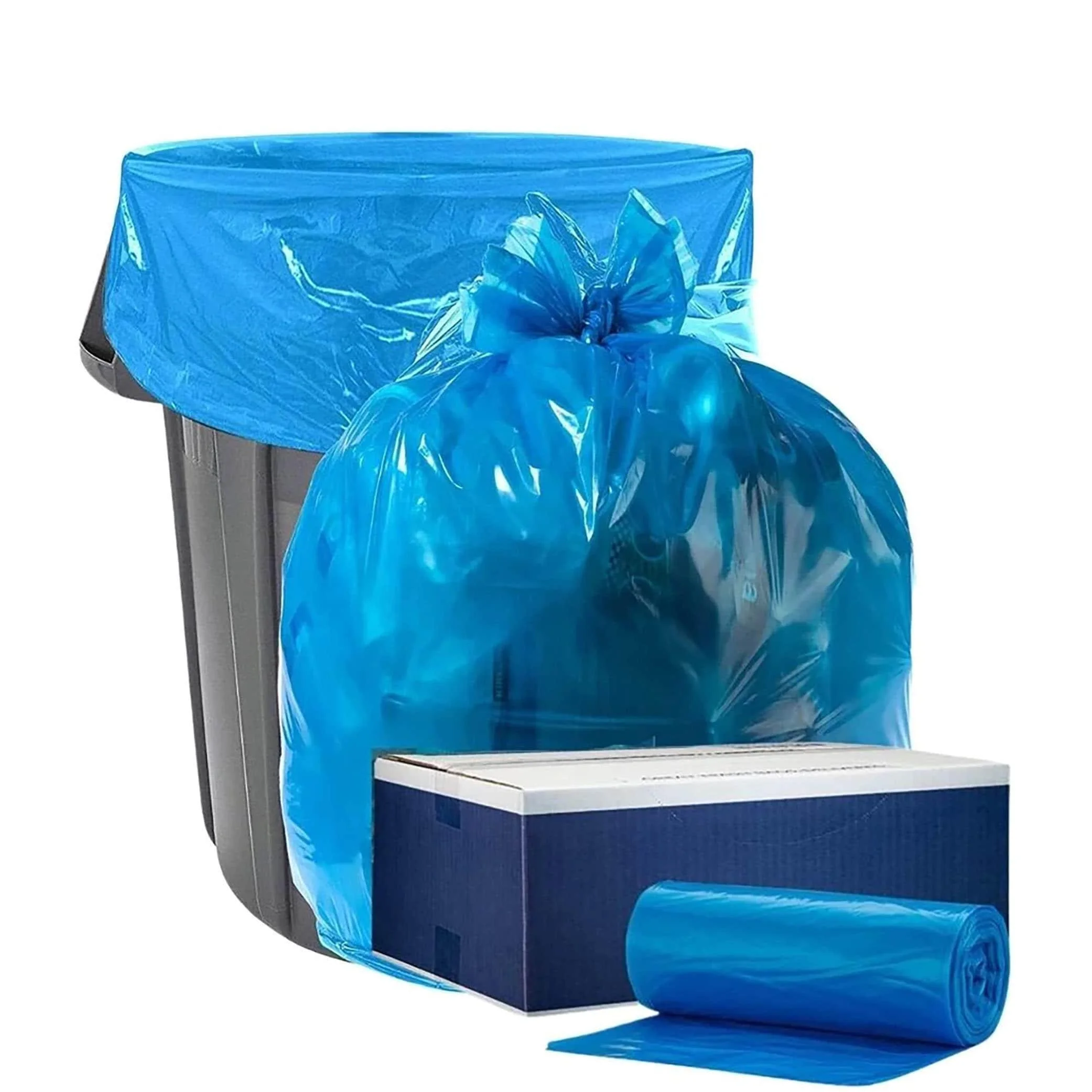55 Gallon Blue Trash Bags (100/Case)