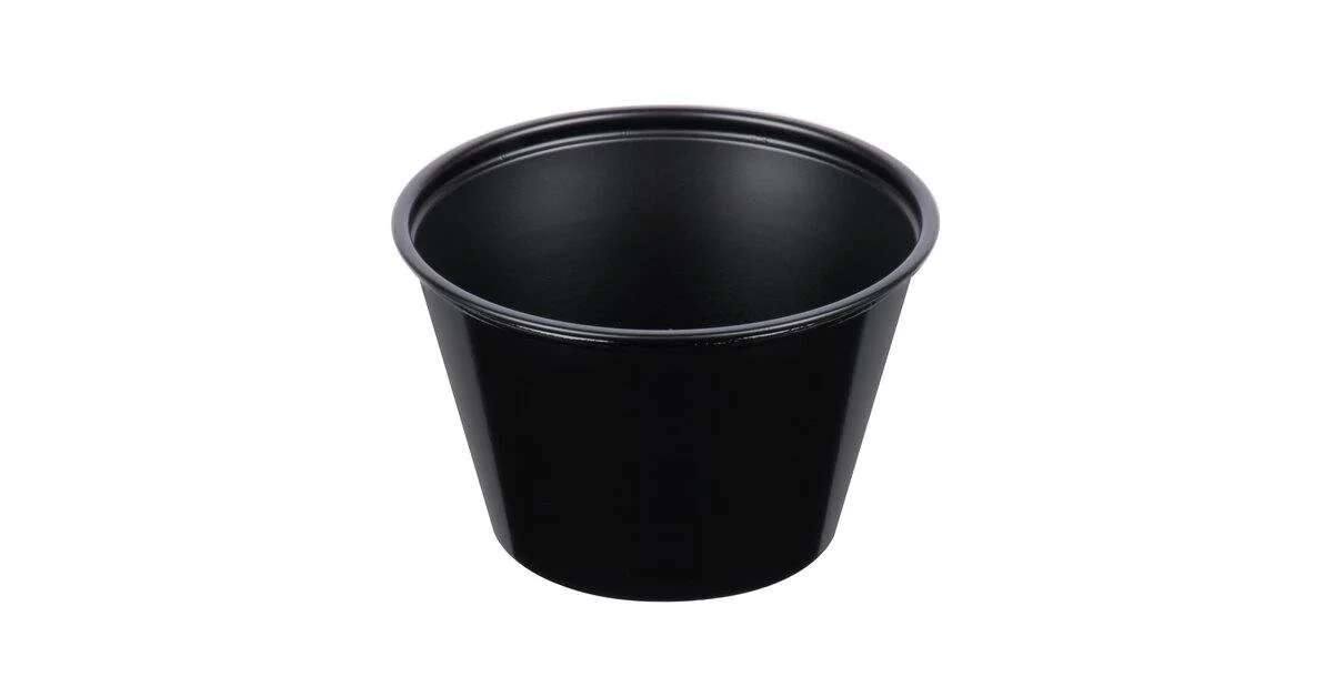 4 oz Black Plastic Soufflé Cups (2500/Case)