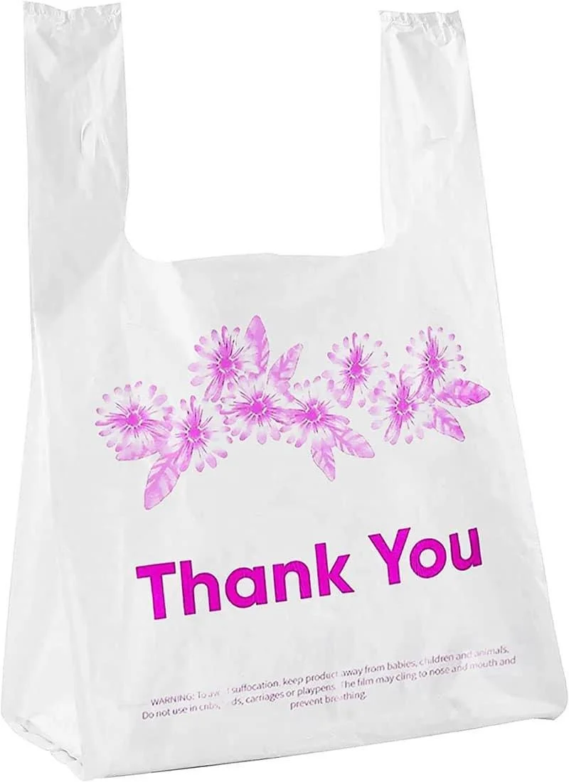 T-Shirt Bags Flower Print 1/6 – Printed Plastic Carryout Bags