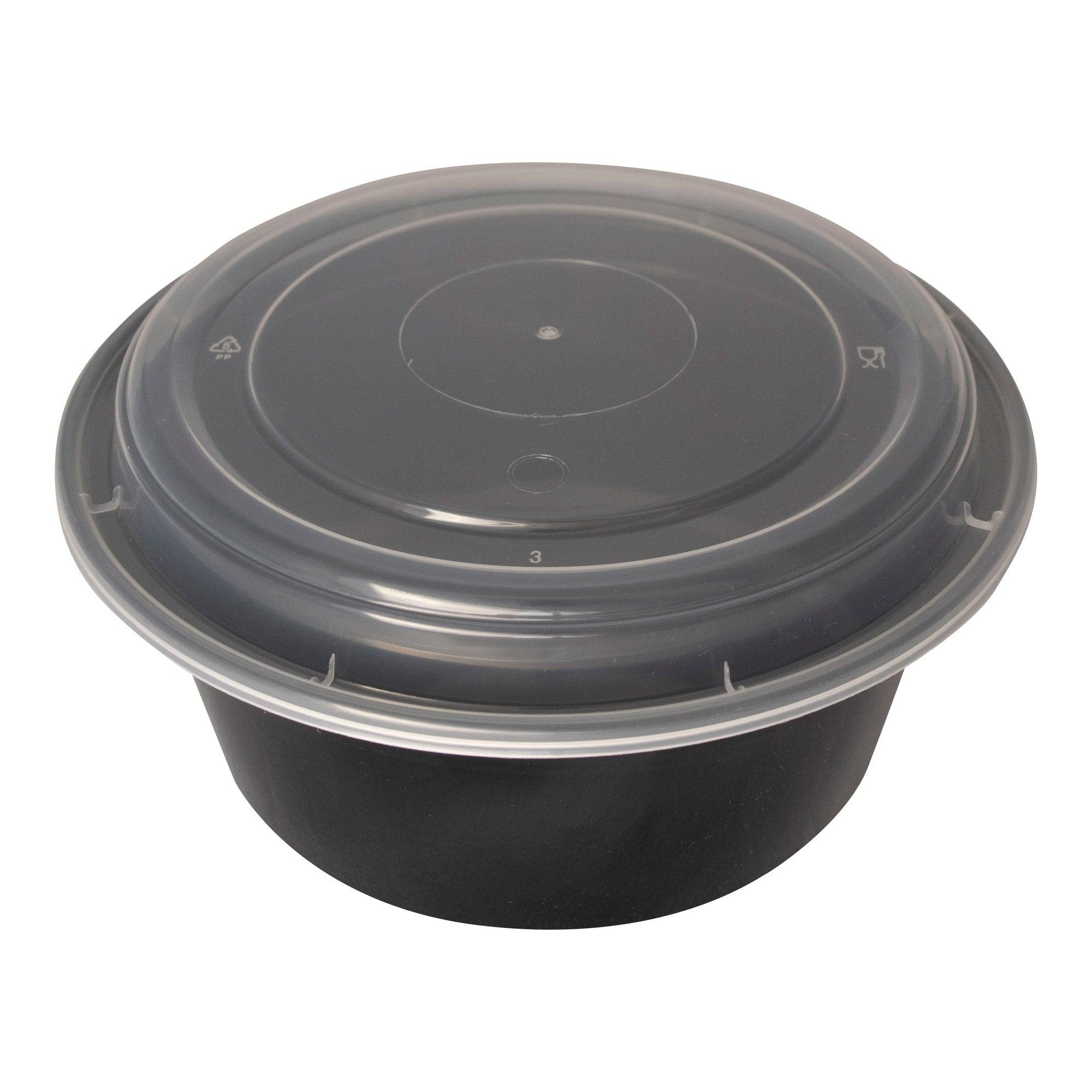7" Round Black Microwave Containers (150/Case Combo)