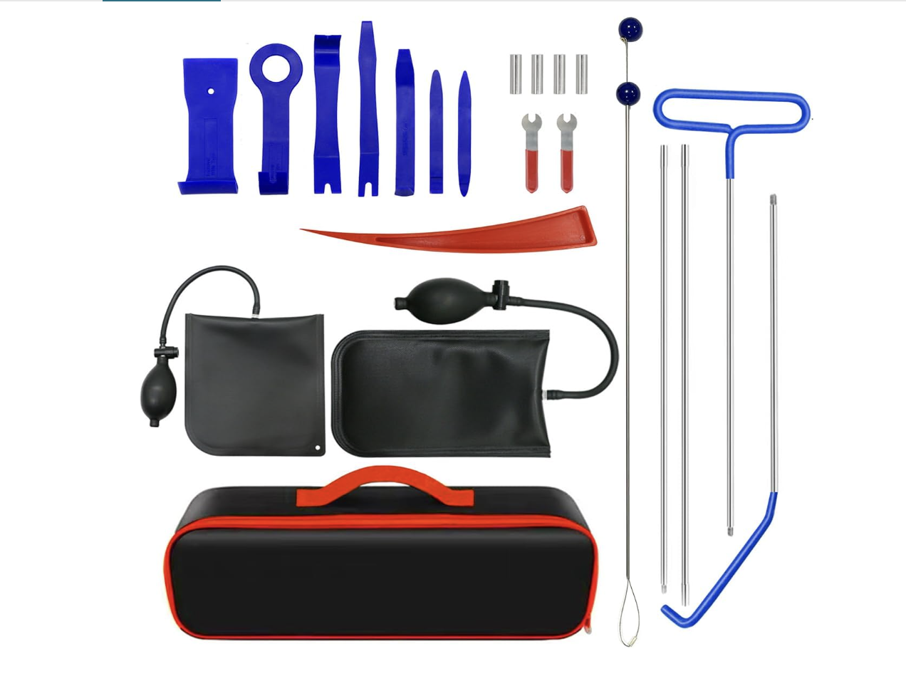 A 22-piece automotive repair and maintenance kit featuring steel and aluminum alloy tools for interior and exterior vehicle care at the M7 Auto Ranch.