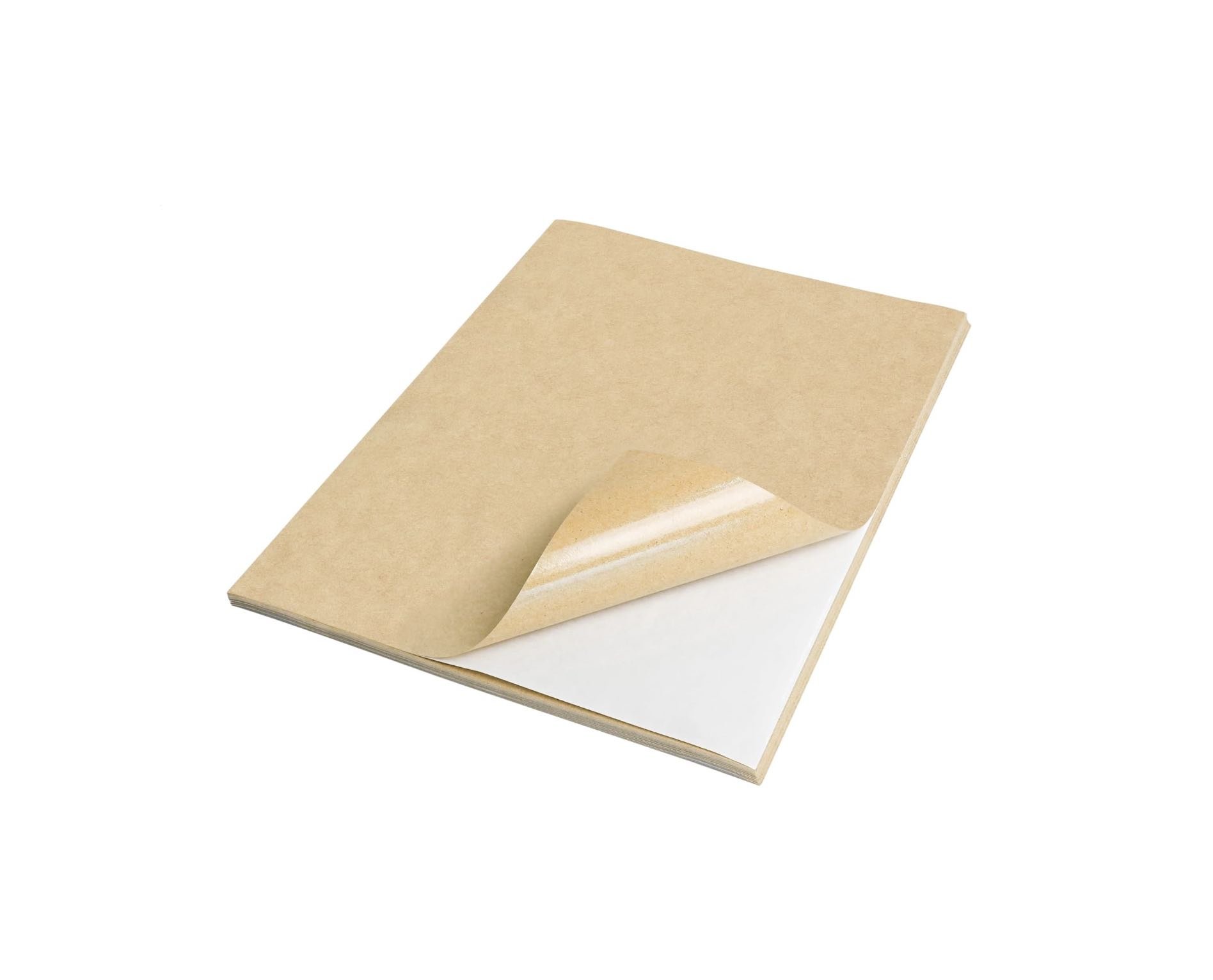 A 50-sheet pack of matte printable kraft sticker paper in letter size for creating custom self-adhesive craft labels.