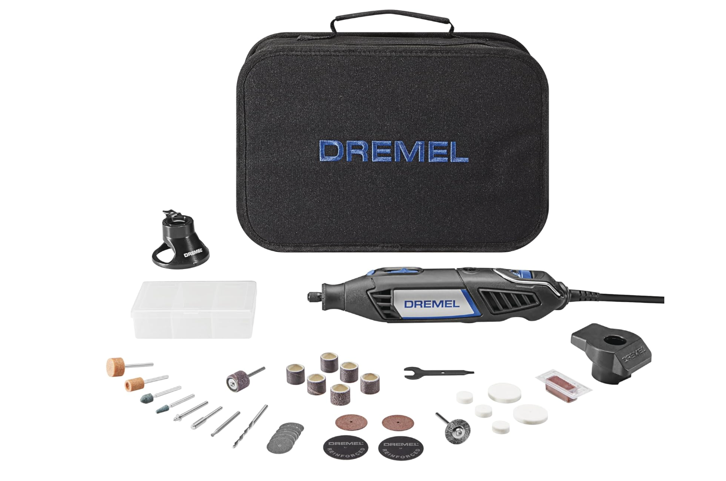 A Dremel 4000 variable speed rotary tool kit with 32 accessories and 2 attachments for precision jewelry and woodworking at the M7 Trading Post.