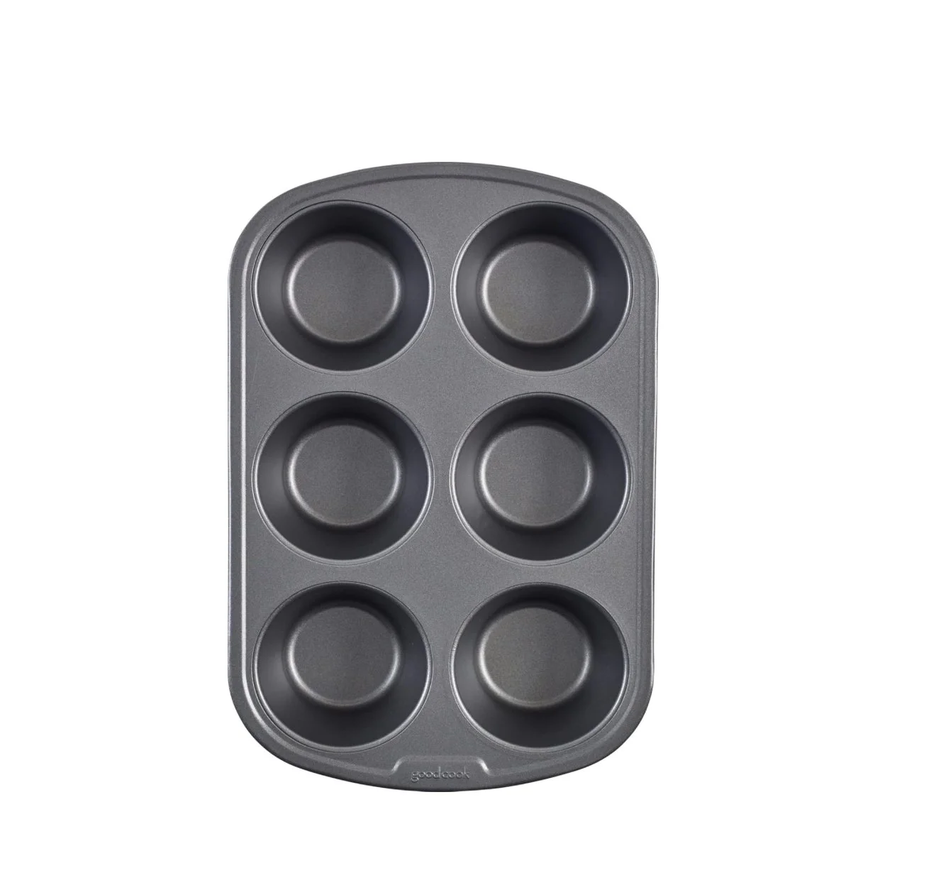 M7 Trading Post recommended GoodCook Everyday nonstick steel 6-cup jumbo Texas muffin pan in gray.