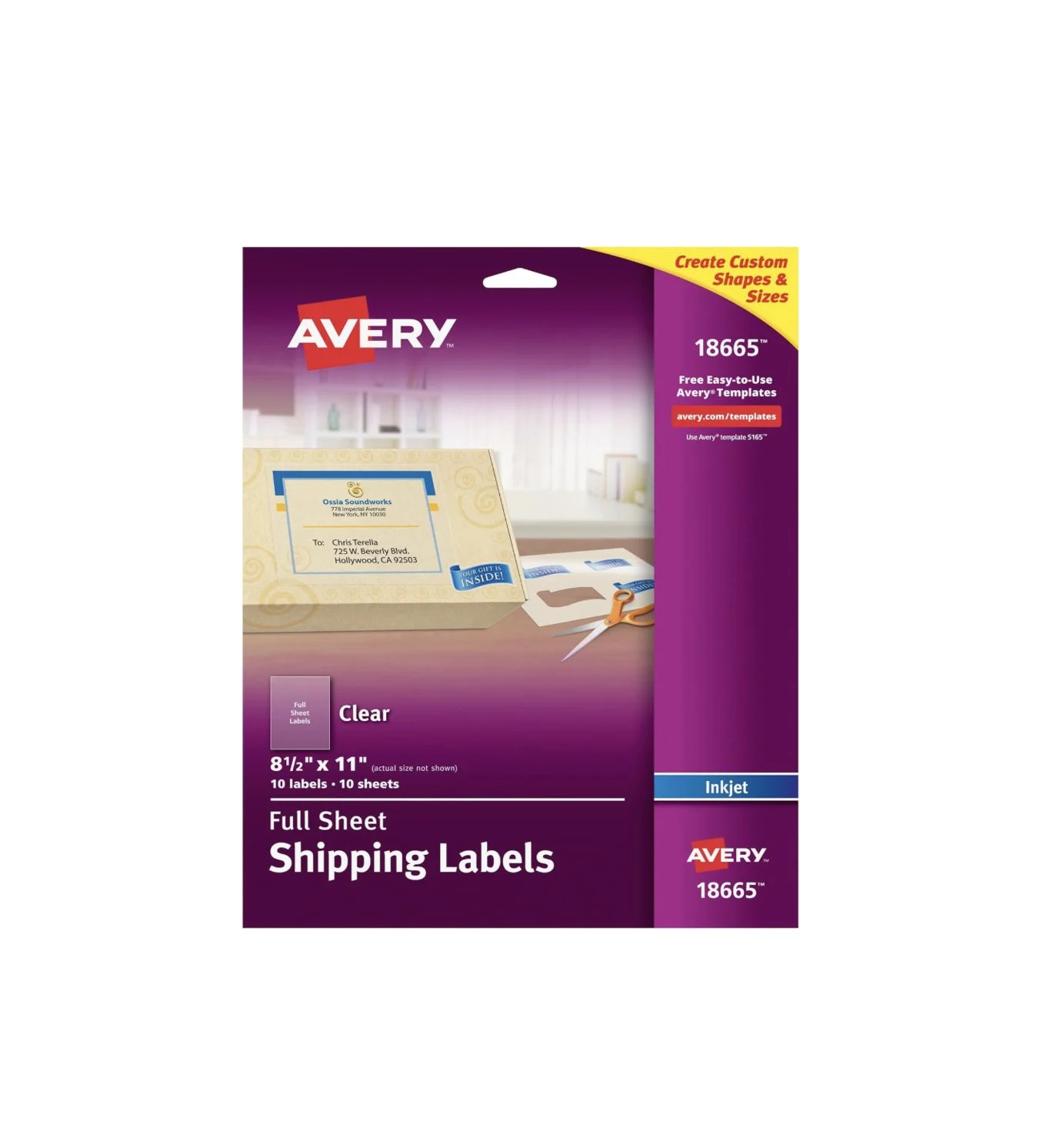 M7 Trading Post recommended Avery full-sheet printable shipping labels in matte clear for professional product branding.
