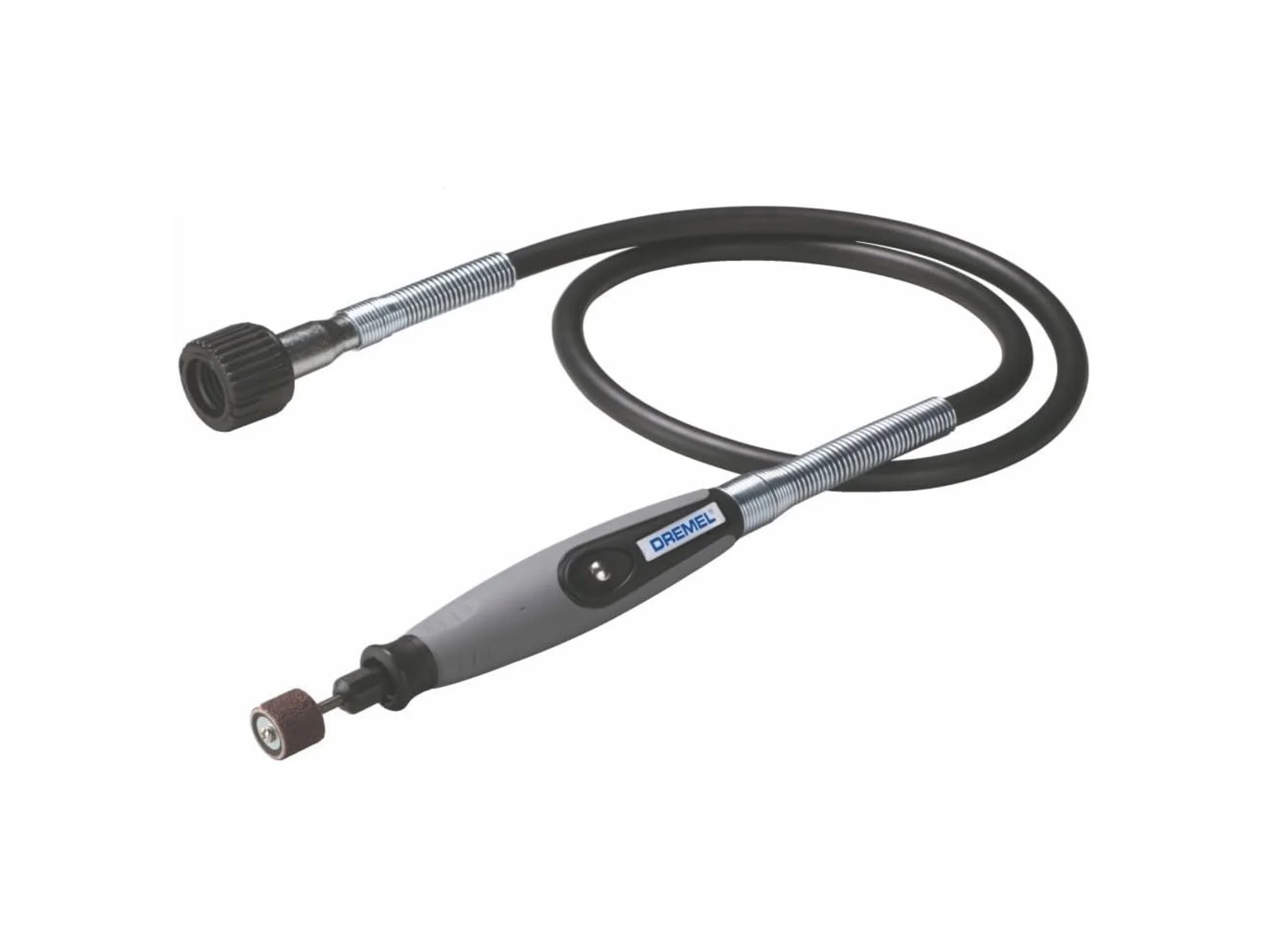 A Dremel flex shaft rotary tool attachment with a 36-inch long cable and comfort grip handle, used for precision metal engraving and jewelry polishing.