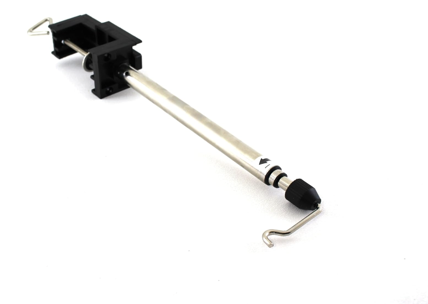 An adjustable 3-section steel rotary tool hanger with a 360-degree swivel and bench clamp for Dremel and Foredom tools at the M7 Trading Post.