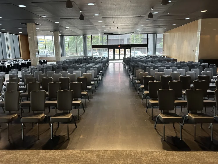 Training room set up for a large group