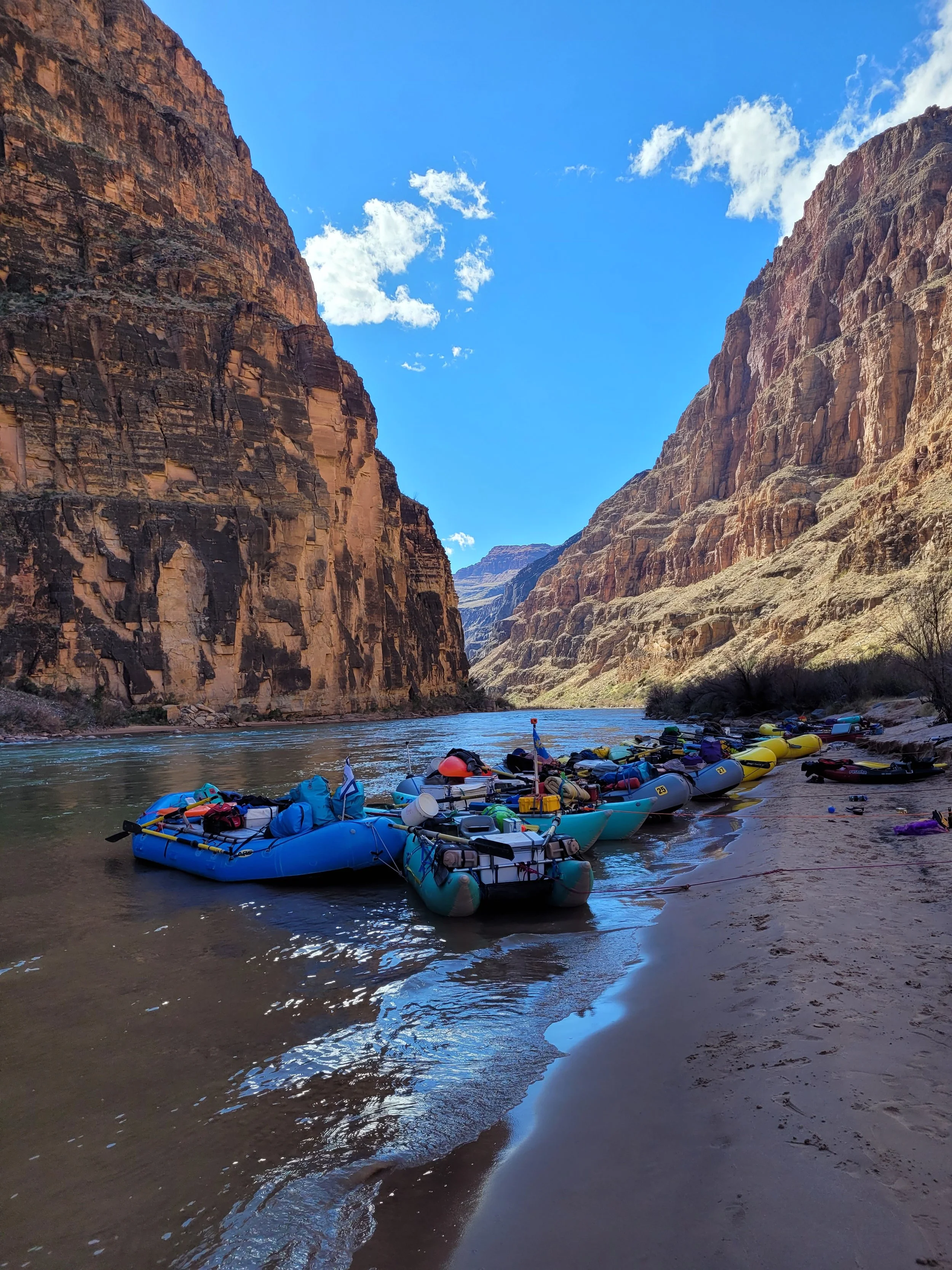 Private raft trip camping on the Grand Canyon