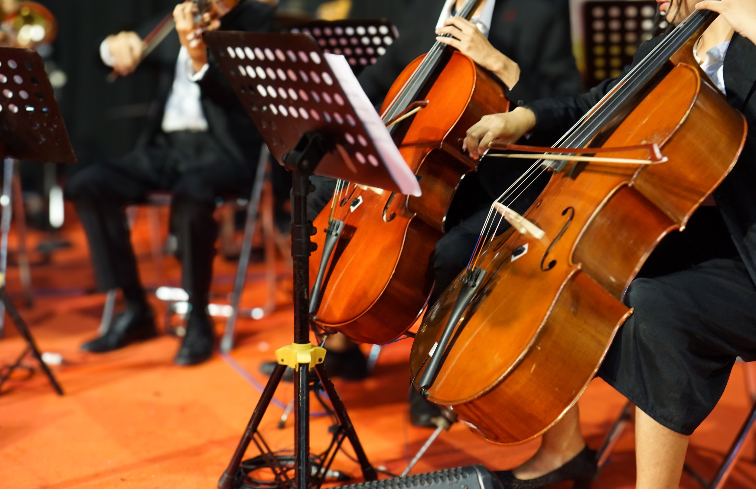 An orchestra playing.