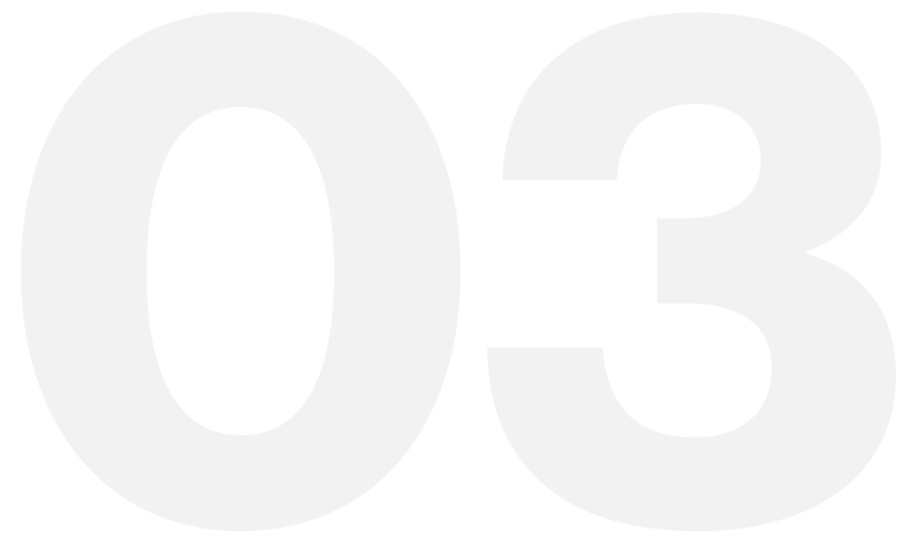 Large gray number three on a black background.