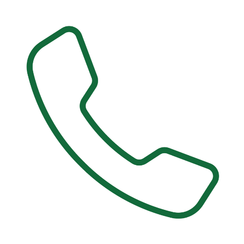 Neon green outline of a classic telephone handset on a black background.