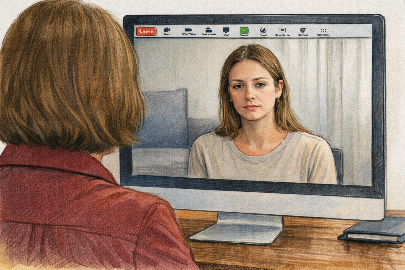 Female therapist having virtual meeting with a female client