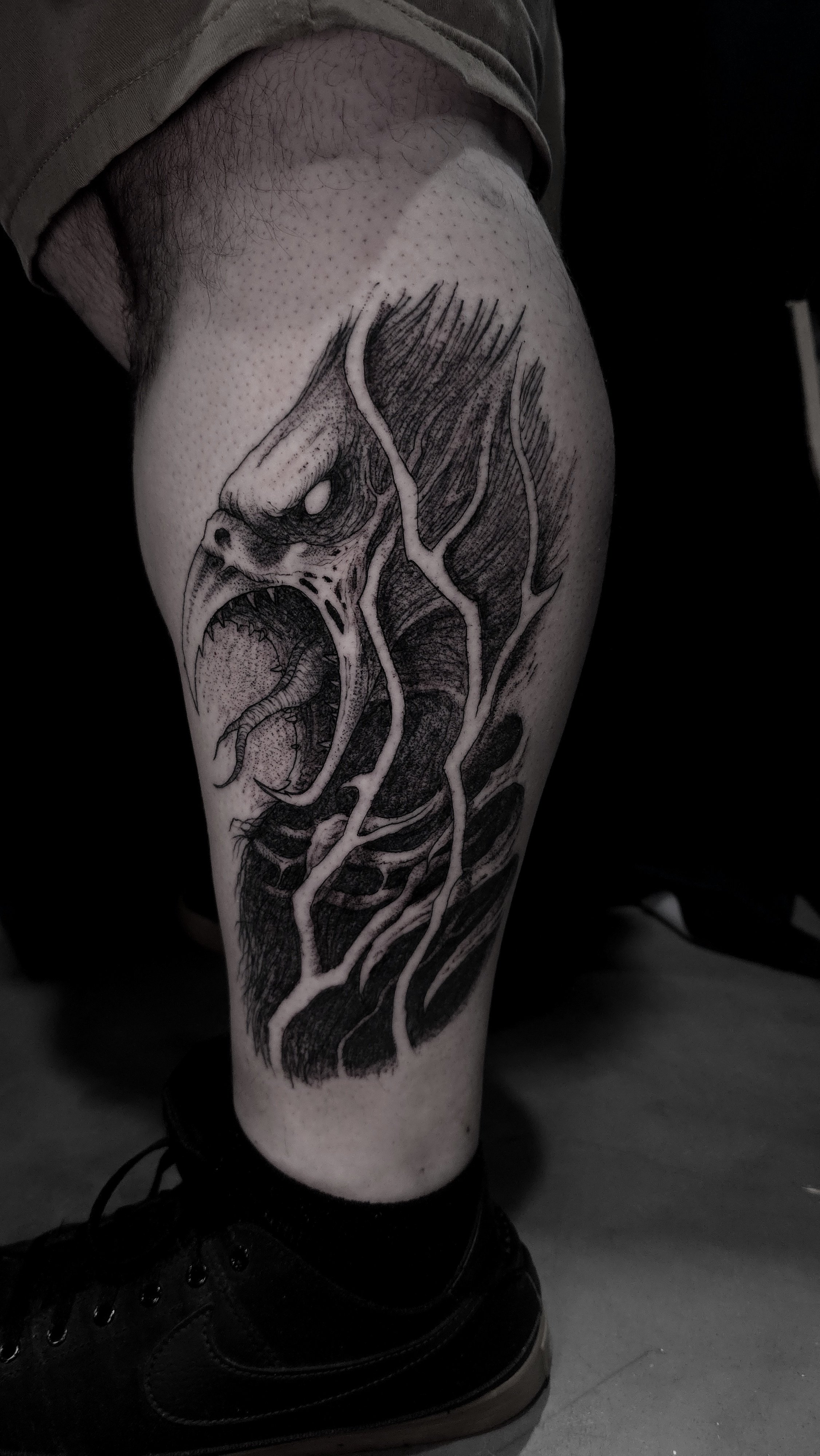 bone-vulture-tattoo-on-calf