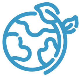 Outline of the Earth with a safety pin attached.