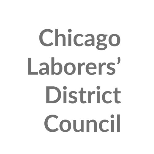 Text displaying "Chicago Laborers' District Council" on a black background.