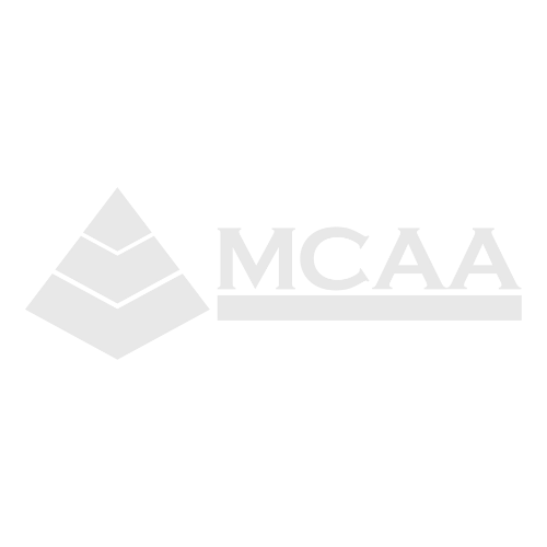 Black background with a white pyramid logo and the text 'MCAA' below it.