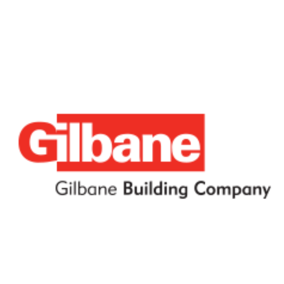 Logo of Gilbane Building Company with red and white text and slogan