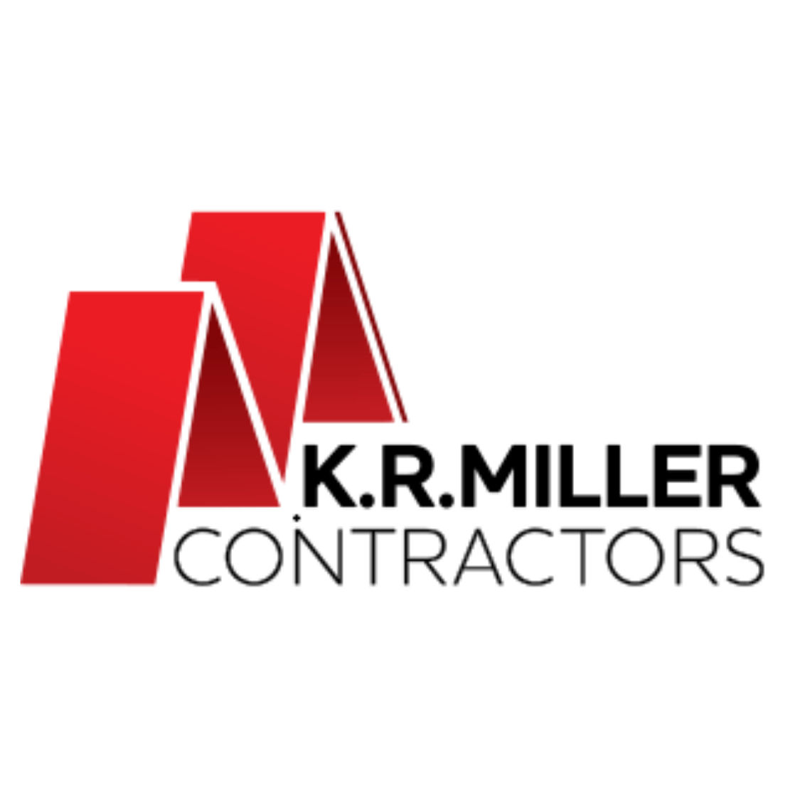 Logo for K.R. Miller Contractors featuring red geometric shapes resembling buildings and the business name in black text.