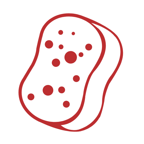 Outline of a sponge with bubbles inside.