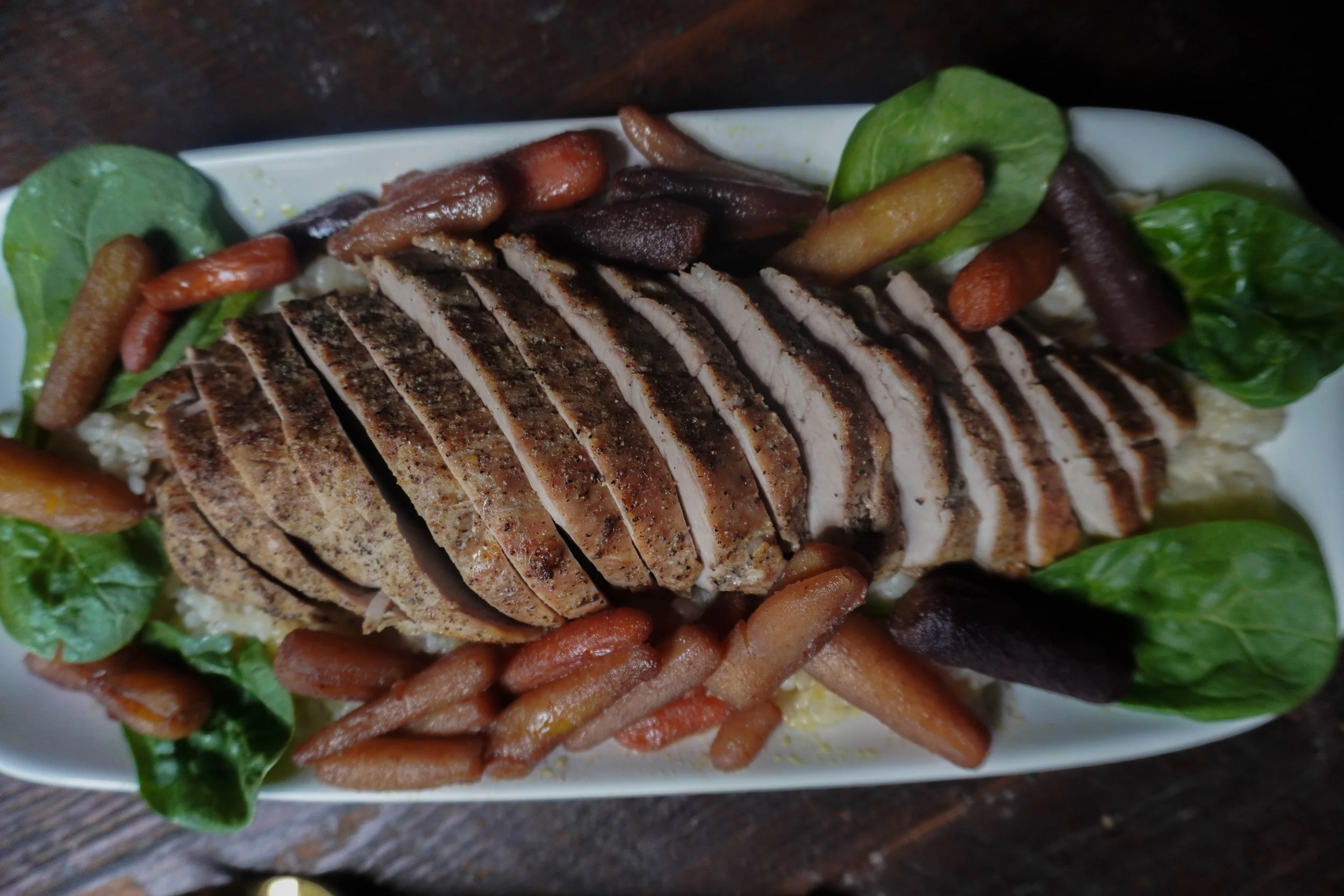 Rice-Pork Tenderloin + Glazed Carrots