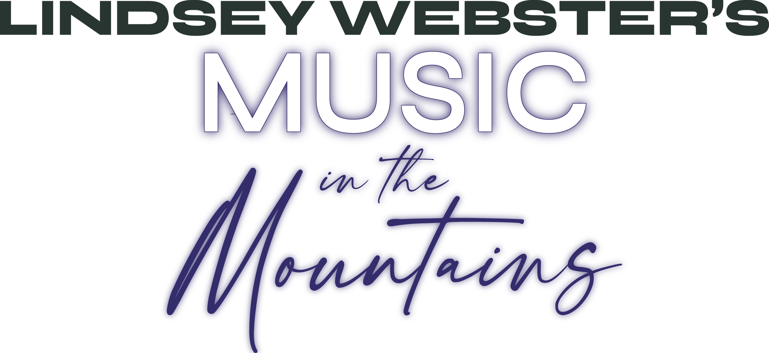 Lindsey Webster's music logo with the words "Music Lindsey Webster" in a modern style, featuring white and purple text on a dark background.