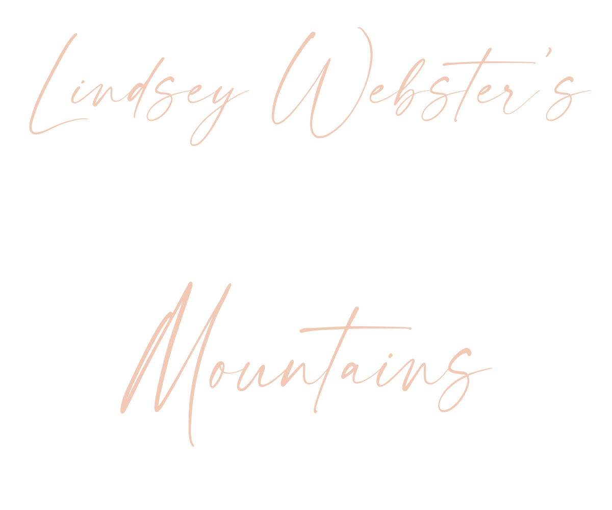 Text graphic with pink and white lettering on black background reading 'Lindsey Webster's Music in The Mountains'.