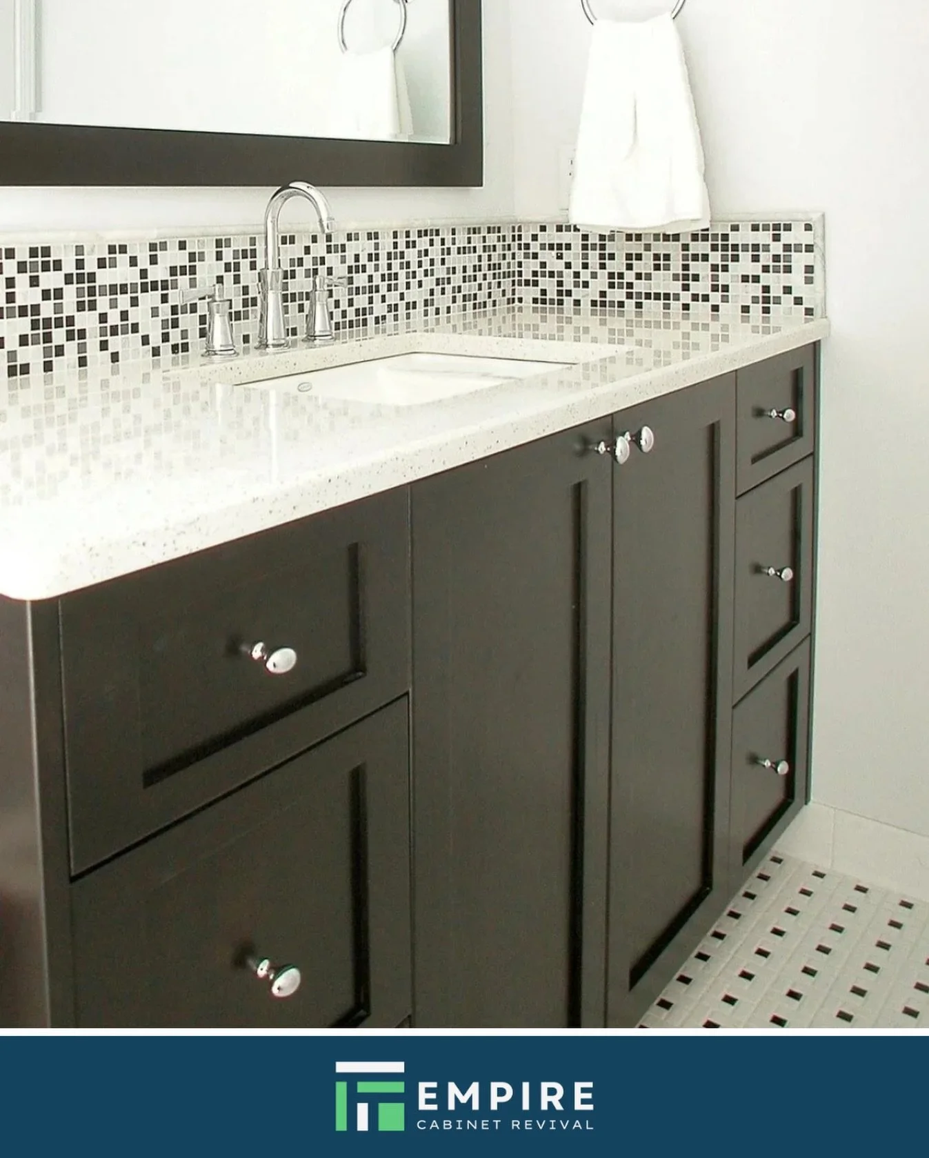 A dark finish creates a sharp contrast that makes the whole room pop. It&rsquo;s the perfect way to get a bold, new look without buying new furniture.

|| empirecabinetrevival.com