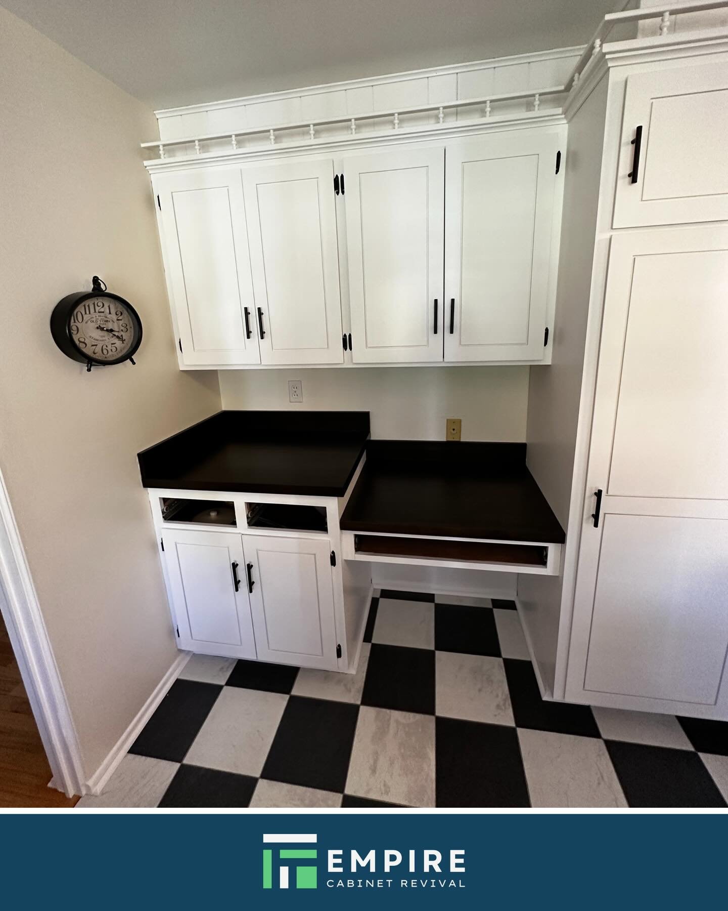 Built-in cabinetry like this becomes part of how a home functions every day. A careful refinish keeps the original character while giving the space a cleaner, more current feel.

|| empirecabinetrevival.com
