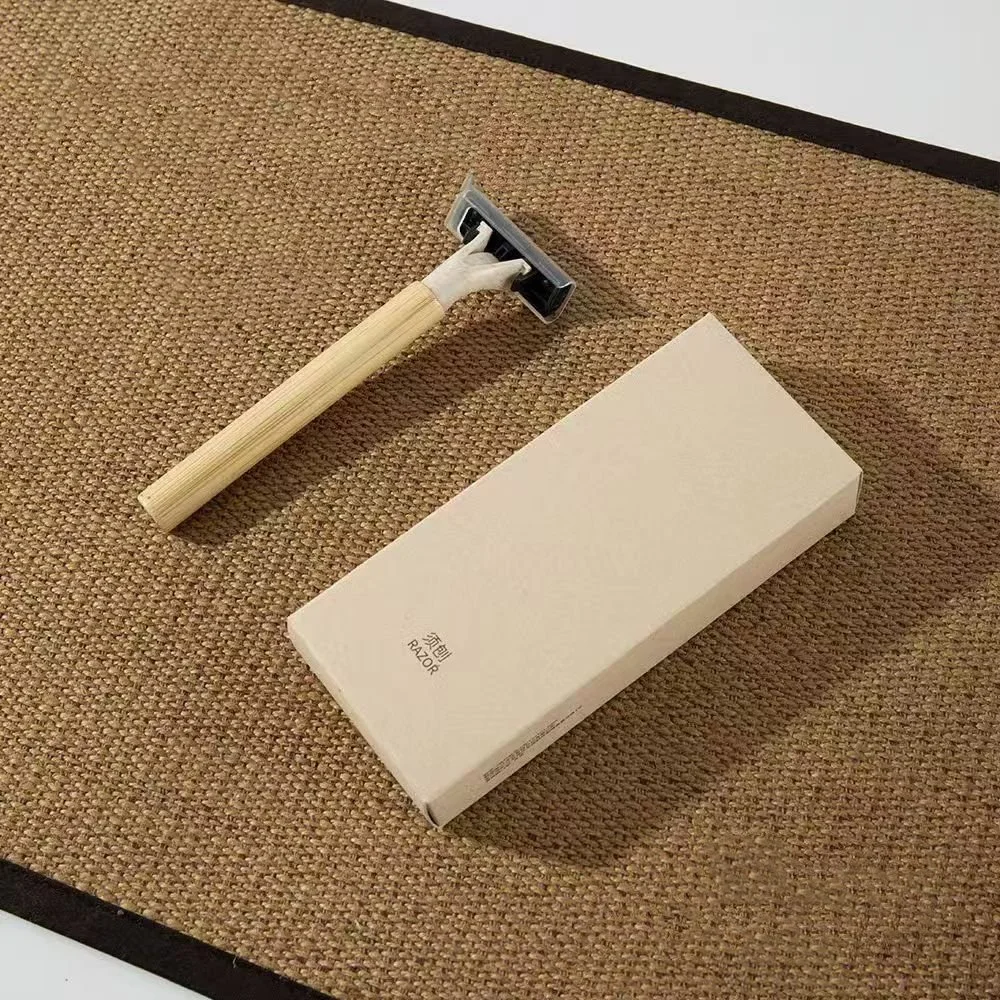 RZ-005 二枚刃使い捨て／ホルダー：竹（バンブー）／刃：ステンレス鋼／ナチュラル（竹色）／個別紙箱入り