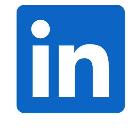 LinkedIn logo with white 'in' on a blue square background.