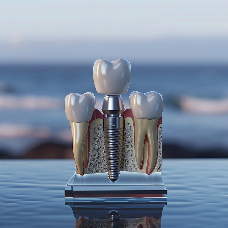 Implantologie dentaire de pointe permettant le remplacement des dents manquantes par des implants durables, esthétiques et fonctionnels.  Implantologie dentaire, implants dentaires, dents manquantes, réhabilitation orale