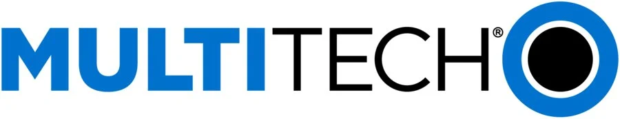 Logo for MULTITECH with blue and black text and circular graphic element.