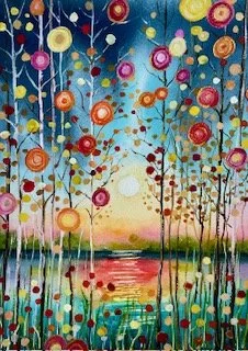 Sunset in the style of Klimt, Watercolour