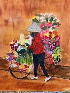 Flower Girl in Hanoi, acrylic
