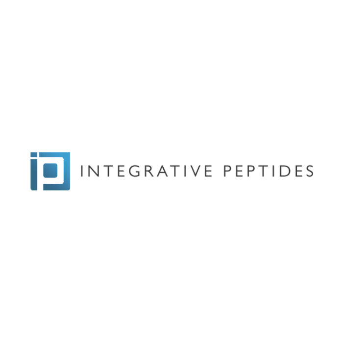 Logo of Integrative Peptides featuring a stylized blue 'i' and 'p' with the company name in black text