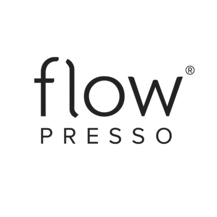 Flow Presso logo in black text on white background.