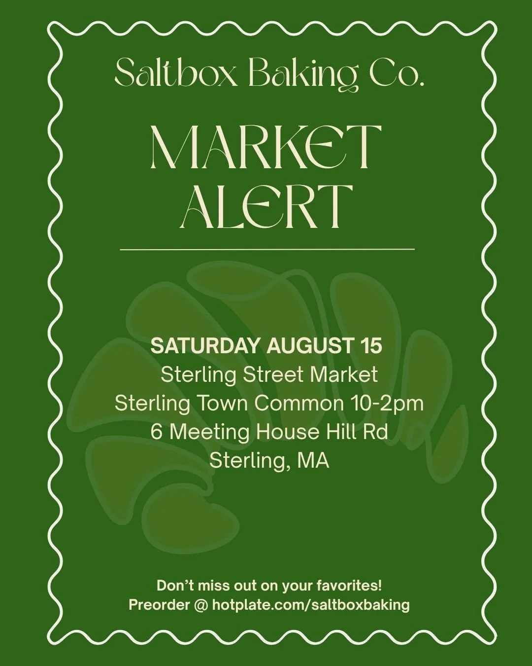 Market Alert! We will be at Sterling Street Market this Saturday from 10-2. Stop by for a yummy treat! #massachusettsbakery #saltboxbakingco #sterling #nashobavalley