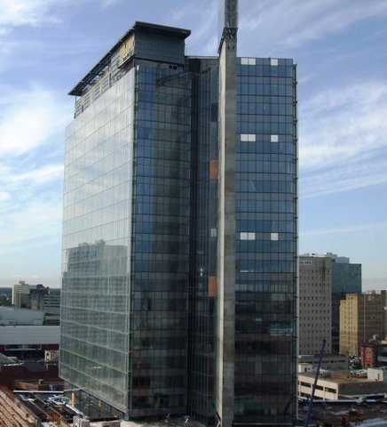 Expert drywall and steel stud systems installed at the Manitoba Hydro Tower — one of Winnipeg’s premier commercial landmarks.