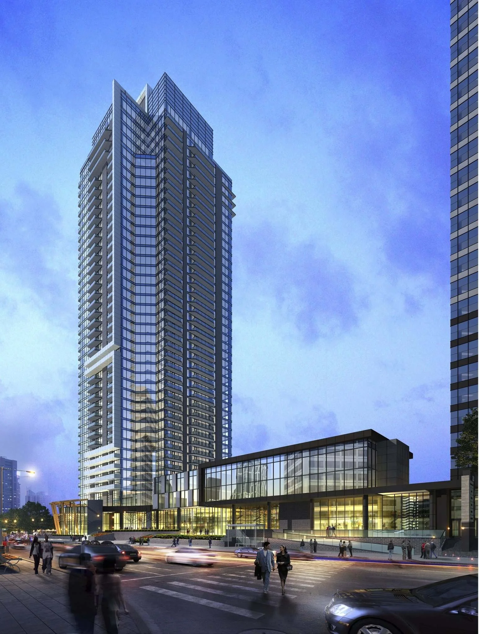 Drywall and interior systems for 300 Main Tower & Podium — a signature mixed-use development featuring premium commercial and residential spaces in downtown Winnipeg.
