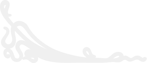 White decorative flourish on a black background.