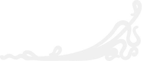 Decorative white swirl design on a black background.