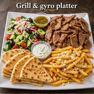 Grill &amp; Gyro is serving up everything you&rsquo;re craving&mdash;juicy, seasoned gyro, fresh Greek salads, warm pita, and that perfectly creamy tzatziki 🥙 🔥 

Whether you&rsquo;re going all in on a loaded platter or keeping it fresh with a gyro