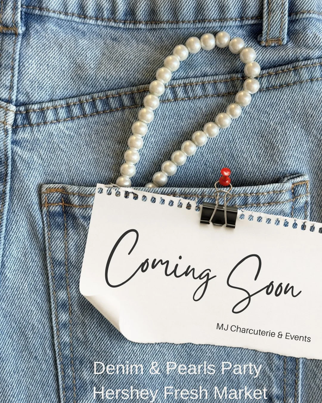 👖✨ Denim &amp; Pearls is coming to Hershey Fresh Market! ✨👖

MJ Charcuterie &amp; Events is bringing a brand new monthly themed party series to the market and trust us&hellip;you&rsquo;re going to want in on this one 😍

More details coming soon!

