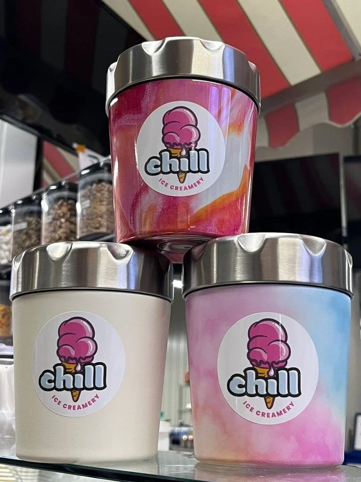 Take your favorite flavors on the go this Memorial Day Weekend with Chill Ice Creamery&rsquo;s Pint Chillers🍦

These mini coolers are the perfect way to keep your ice cream cold for hours all summer long. Even sweeter? Your first fill-up is FREE wit
