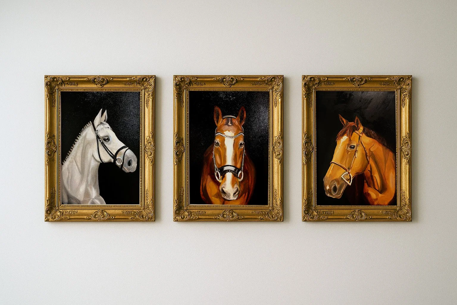 Trio of Horses - Oil Paintings
